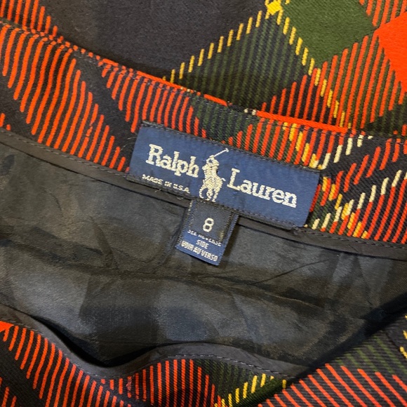 VTG 1980 RALPH LAUREN USA ‘Royal Stag’ Deer Wool Red Tartan Plaid Wrap Skirt | 8 - Picture 5 of 6